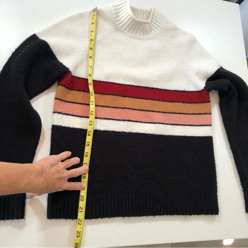 Saltwater Luxe Jane Sweater XS Colorblock Striped Mock Neck Knit